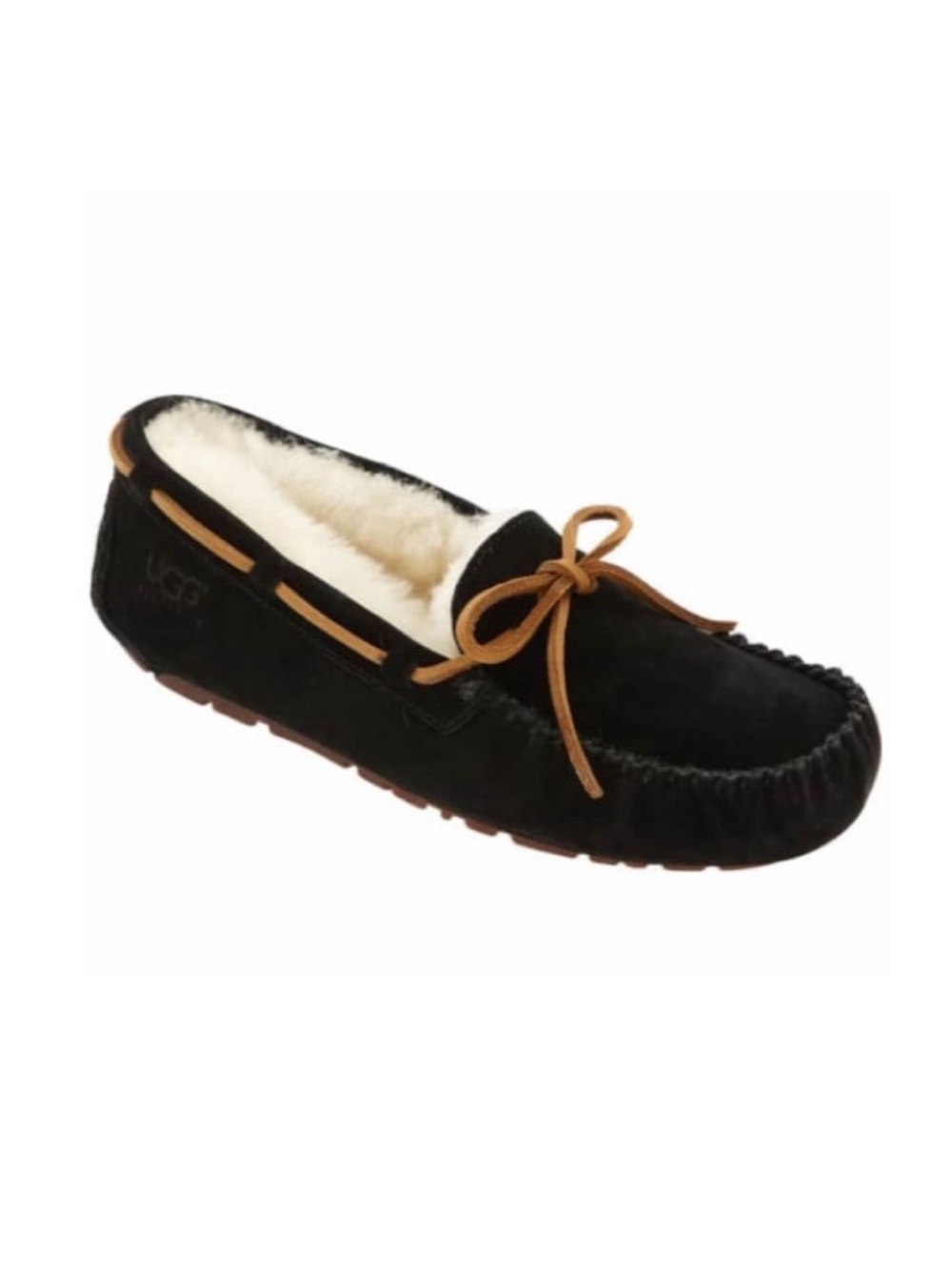 Ugg Dakota Black Suede Cozy Fur Winter Fall Autumn Loafer Lounging Slipper Shoes